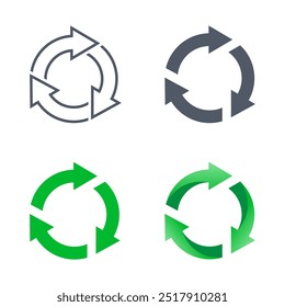 3 steps arrow loop symbol. Circular arrow for closed loop process. 