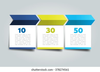 3 Steps arrow tutorial, chart, diagram. One, two, three concept.