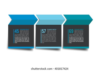 3 Steps arrow tutorial, chart, diagram. One, two, three concept.