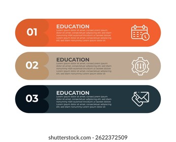 3 Steps business data visualization timeline process infographic template design with icons. Business promote infograph.