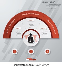 3 Steps chart template/graphic or website layout. Vector. 