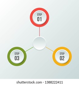 3 steps Circle chart, Circle infographic or Circular diagram