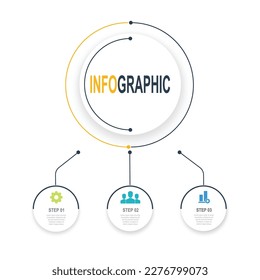 3 steps Circular Infographic template business data infochart illustration