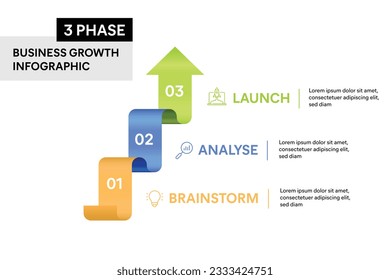 3 steps colorful arrows infographic Vector illustration. Business Growth Concept.