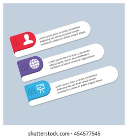 3 steps colorful background with icon banner set. Template for circle diagram, graph, presentation and chart. Business concept with options, parts, steps or processes. Abstract background.