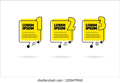 3 steps colourful banners for landing or presentations marketing
