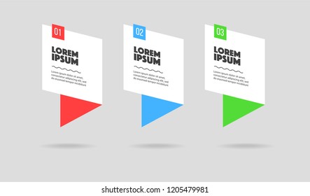 3 steps colourful banners for landing or presentations marketing