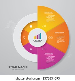 3 steps cycle chart infographics elements for data presentation. EPS 10.	