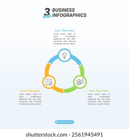 3 Steps Cycle Infographic on a 1:1 Layout for Business Presentation, Poster, Banner and Booklet.