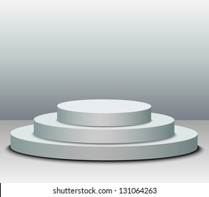 3 steps empty podium on white background.