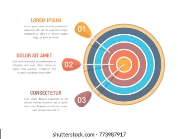 3 Steps to the goal, target with three arrows, infographic template with 3 steps, vector eps10 illustration