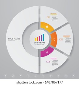 3 steps half-cycle chart infographics elements for data presentation. EPS 10.