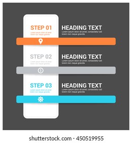 3 steps icon banner infographic template. can be used for workflow layout, diagram, number options, web design. Infographic business concept, parts, steps or processes. Abstract background.