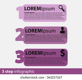 3 steps info graphic vector template  for business concept.