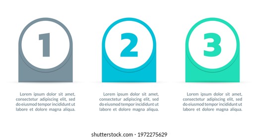 3 steps infograph. Business process info graphic template with numbers in abstract circles. Modern timeline infographics for presentation, layout, flow chart. Vector illustration.