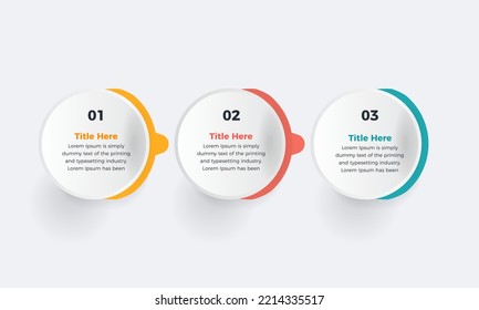 3 pasos diseño de presentación infográfica, plantilla de diseño de formas de círculo infográfico de negocios