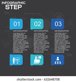 3 steps Infographic template with Illustration high computer technology background. business and digital concept
