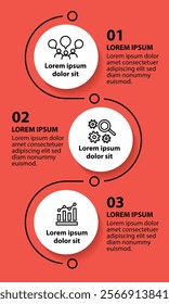3 steps infographic template with 3 options. Flowchart that can be used for business report, data visualization and presentation. Timeline infographic elements vector illustration.