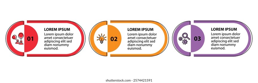 3 steps infographic template with 3 options. Flowchart that can be used for business report, data visualization and presentation. Timeline infographic elements vector illustration.