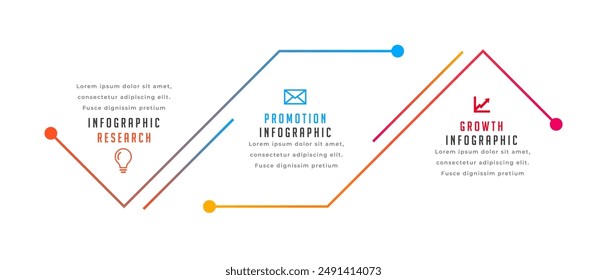 3 steps infographic timeline chart banner for modern presentation vector