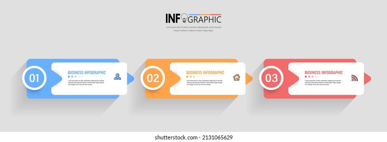 3 steps Infographics banner design template.