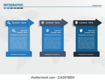 3 Steps Infographics Design Template - Graph, Pie chart, workflow layout.Inforgraphics Illustration with Technology Symbols. Progress Design for Presentations.