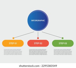 Plantilla de diseño de infografías de 3 pasos para gráficos, gráficos, diagramas. Concepto empresarial .eps 10