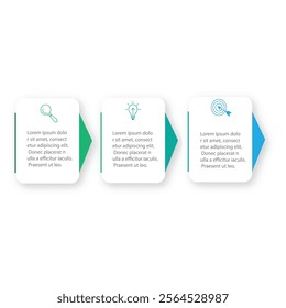 3 Steps Infographics Design Template - Graph, Pie chart, workflow layout, squire diagram, brochure, report, presentation, web design