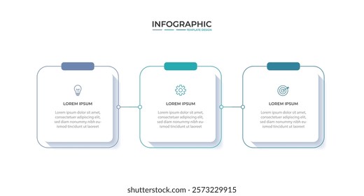 3 Steps Infographics Design Template - Graph, Pie chart, workflow layout, squire diagram, brochure, report, presentation, web design. Editable Vector illustration