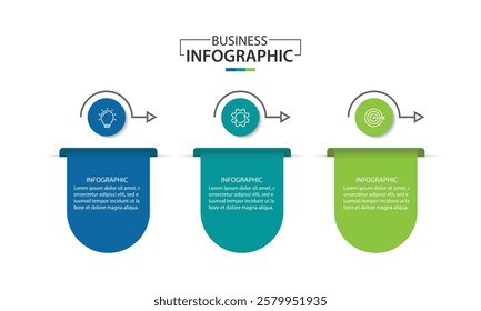 3 Steps Infographics Design Template - Graph, workflow layout, brochure, report, presentation, vector illustration