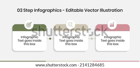 3 Steps Infographics Design Template - Graph, Pie chart, workflow layout, squire diagram, brochure, report, presentation, web design. Editable Vector illustration