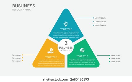 3 Schritte Moderne dreieckige Business Infografik Diagramm mit Symbolen
