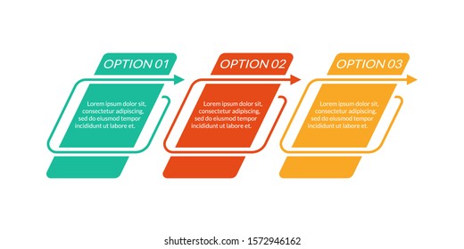 3 steps, option or levels line infographic with arrow. Timeline info graphic. Business presentation, information brochure, banner, workflow layout template. Vector illustration.