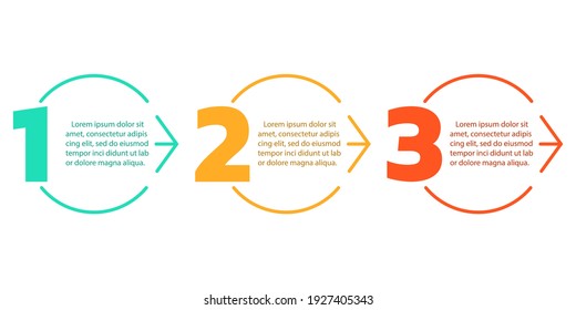 3 pasos u opciones info gráfico con números y círculos. Diseño moderno de procesos de negocios. infografía de línea de tiempo, presentación, plantilla de diseño de flujo de trabajo. Ilustración vectorial.