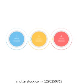 3 pasos o 3 opciones elemento infográfico. Se puede utilizar para diagrama de procesos, presentaciones, diseño de flujo de trabajo, banner, diagrama de flujo, gráfico de información, informe, diseño web, testimonial. Vector de plantilla de negocio.
