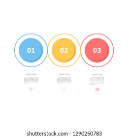 3 steps or 3 options infographic  element. Can be used for process diagram, presentations, workflow layout, banner, flow chart, info graph, report, web design, testimonial. Business template vector.