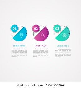 3 steps or 3 options infographic  element. Can be used for process diagram, presentations, workflow layout, banner, flow chart, info graph, report, web design, testimonial. Business template vector.