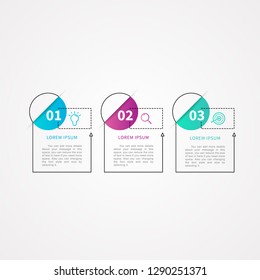 3 steps or 3 options infographic  element. Can be used for process diagram, presentations, workflow layout, banner, flow chart, info graph, report, web design, testimonial. Business template vector.