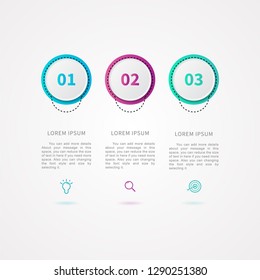 3 steps or 3 options infographic  element. Can be used for process diagram, presentations, workflow layout, banner, flow chart, info graph, report, web design, testimonial. Business template vector.