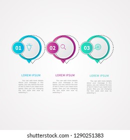 3 steps or 3 options infographic  element. Can be used for process diagram, presentations, workflow layout, banner, flow chart, info graph, report, web design, testimonial. Business template vector.