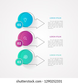 3 steps or 3 options infographic  element. Can be used for process diagram, presentations, workflow layout, banner, flow chart, info graph, report, web design, testimonial. Business template vector.