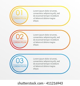 3 steps, options or levels infographics concept. Outline chart, scheme, diagram or menu template. Strategy and workflow design elements. Vector illustration.