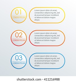 3 steps, options or levels infographics concept. Outline chart, scheme, diagram or menu template. Strategy and workflow design elements. Vector illustration.