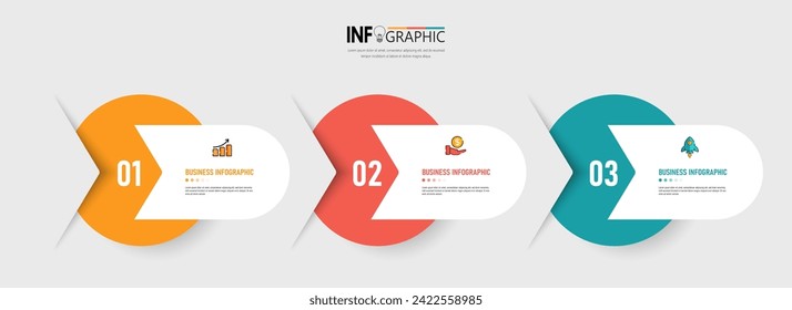 3 Pasos presentación del vector de plantilla de infografía de negocios.