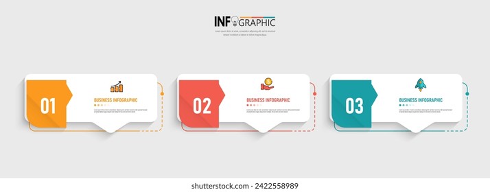 3 Steps presentation business infographic template vector.