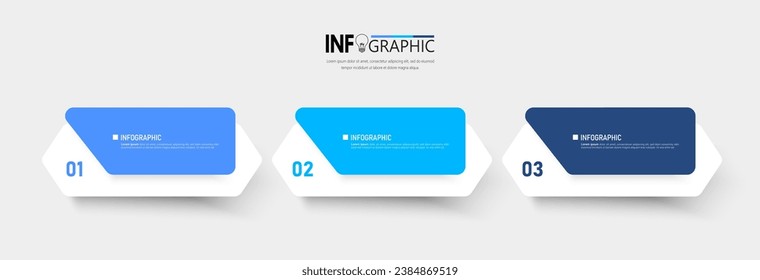 3 Pasos de presentación de procesos vector de plantilla de infografía de negocios.