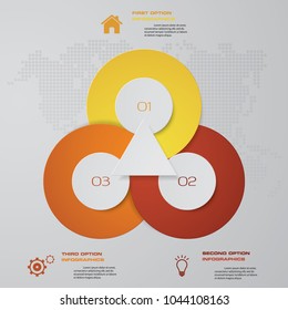 3 steps process. Simple&Editable abstract design element. Vector.