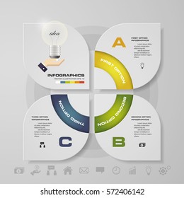 3 steps process. Simple&Editable abstract design element. Vector.