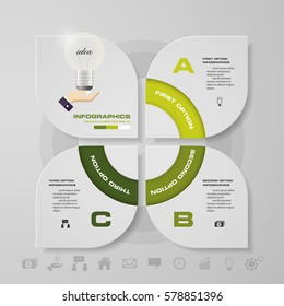 3 steps process. Simple&Editable abstract design element. Vector.