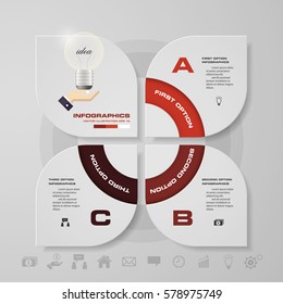 3 steps process. Simple&Editable abstract design element. Vector.